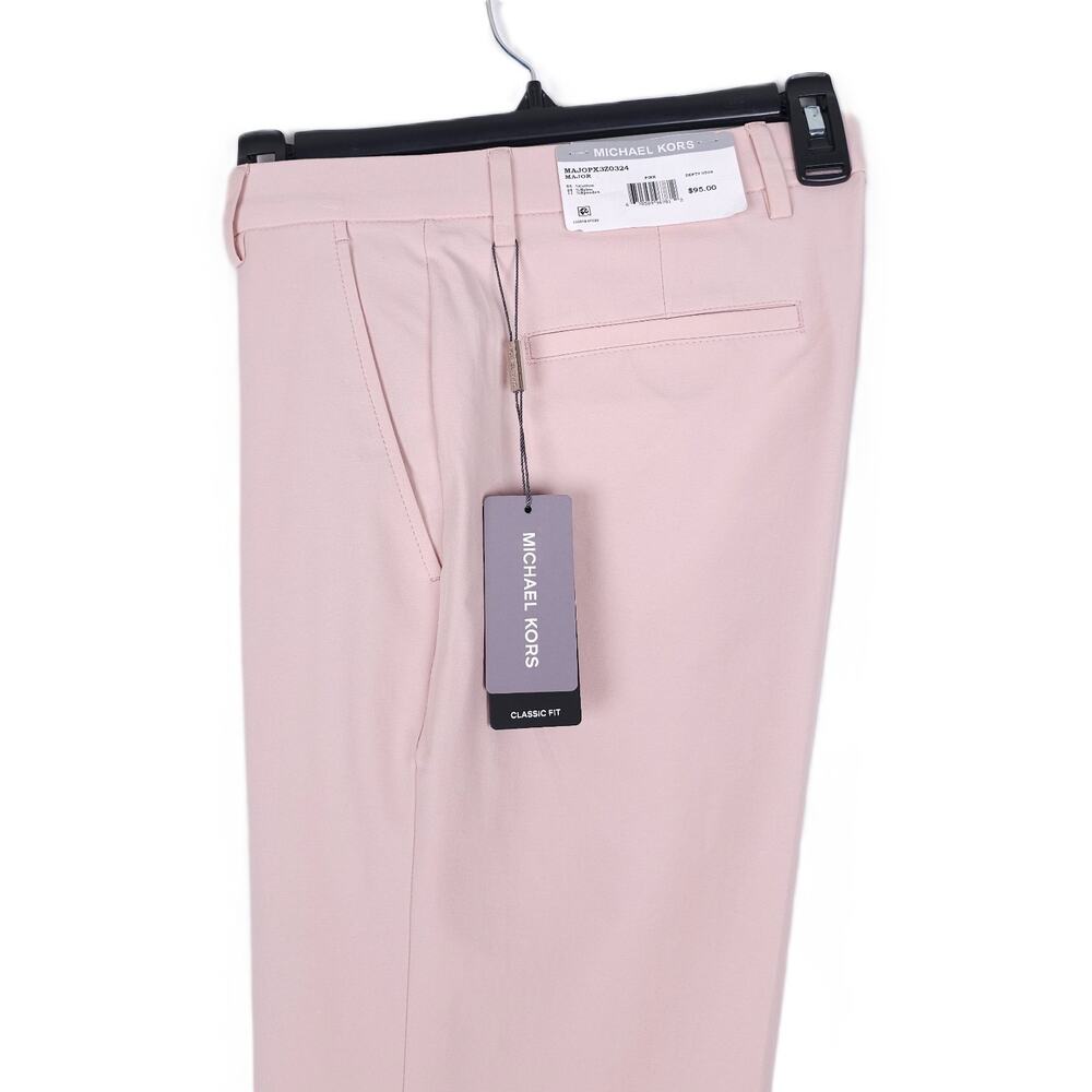 Michael Kors Mens Classic Fit Dress Pants 38x34 Pink Solid Stretch Cotton NWT